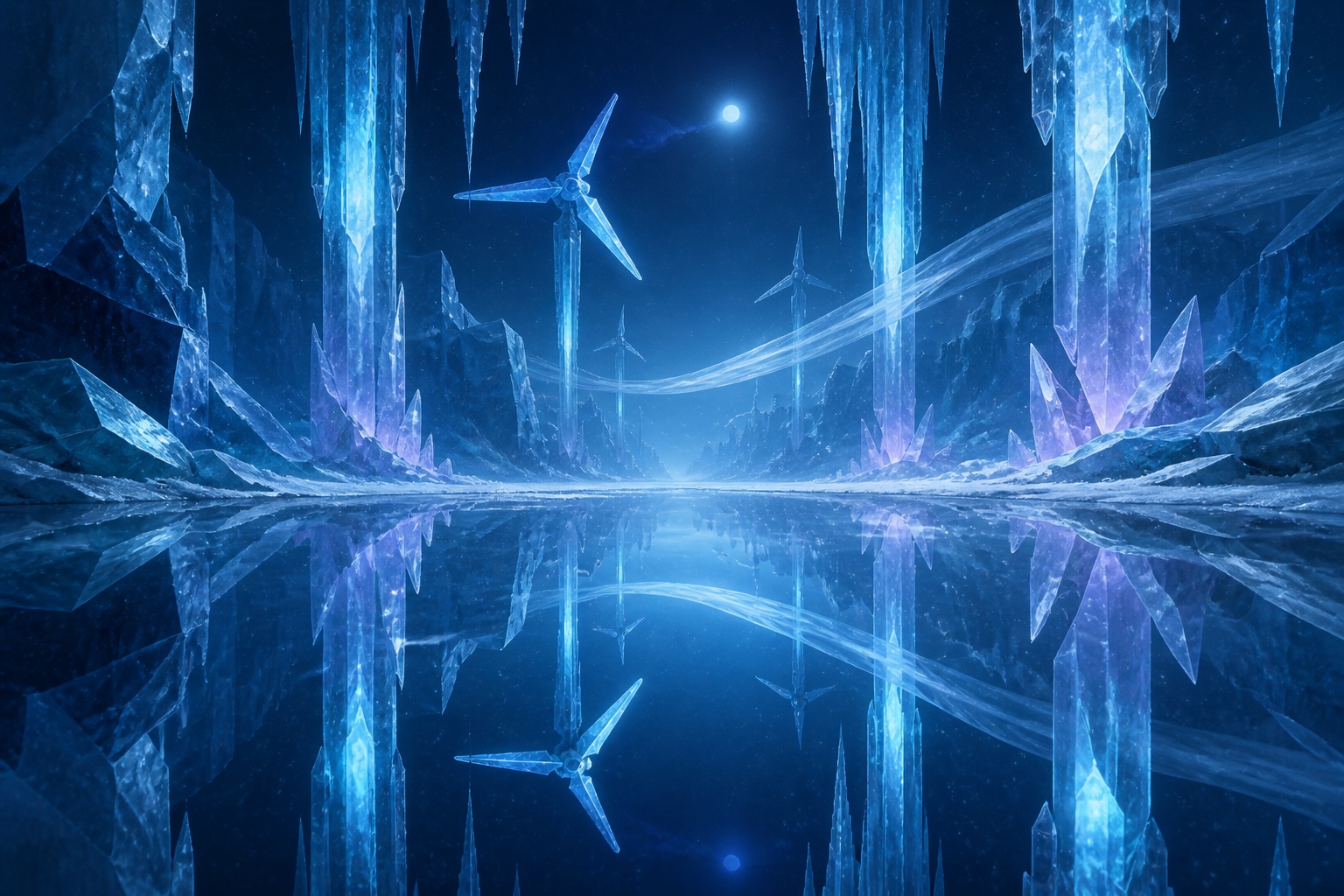 A crystalline mirrored passage through the Frozen Reflection world